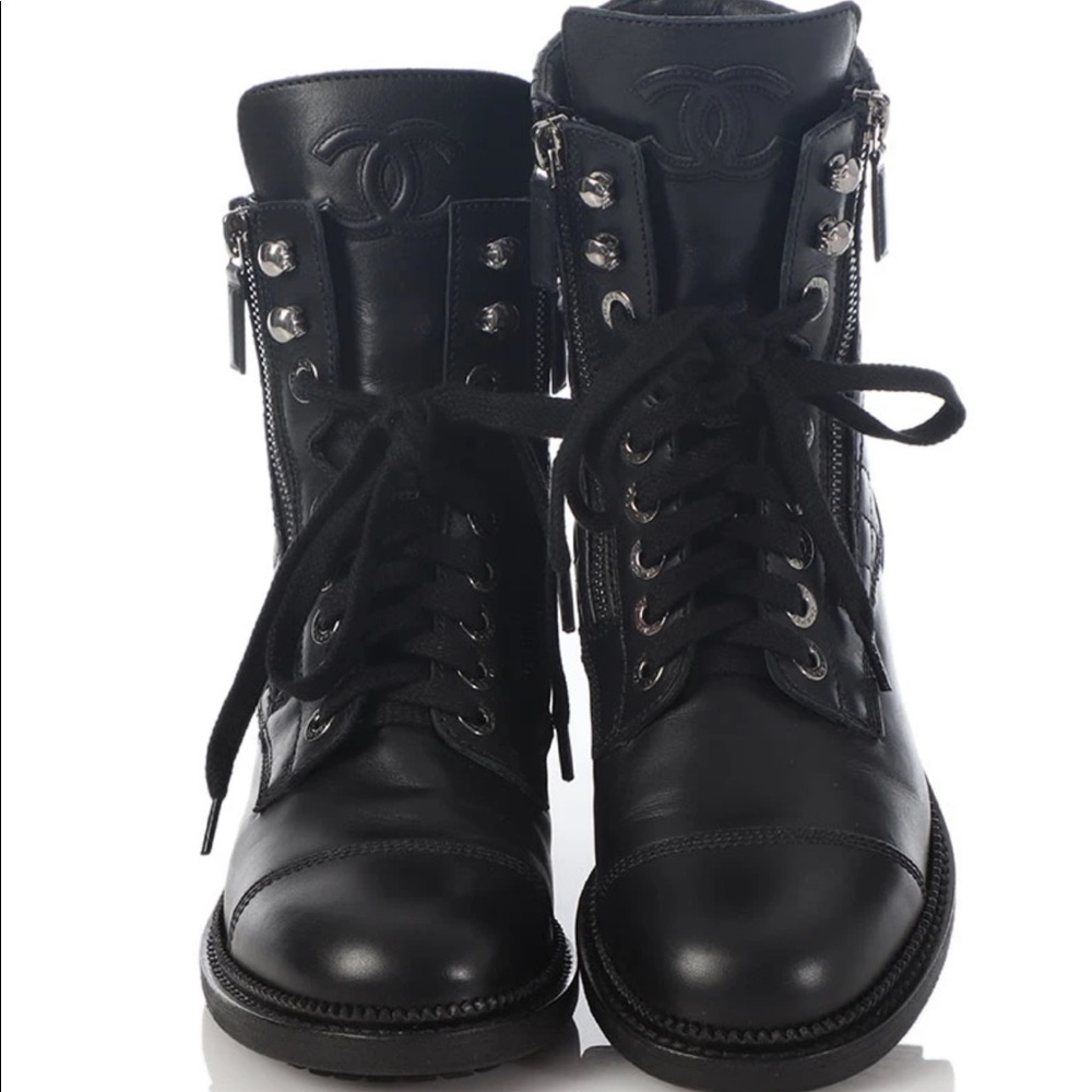 ISO Chanel Quilted Combat Boot Classic Black Size 36